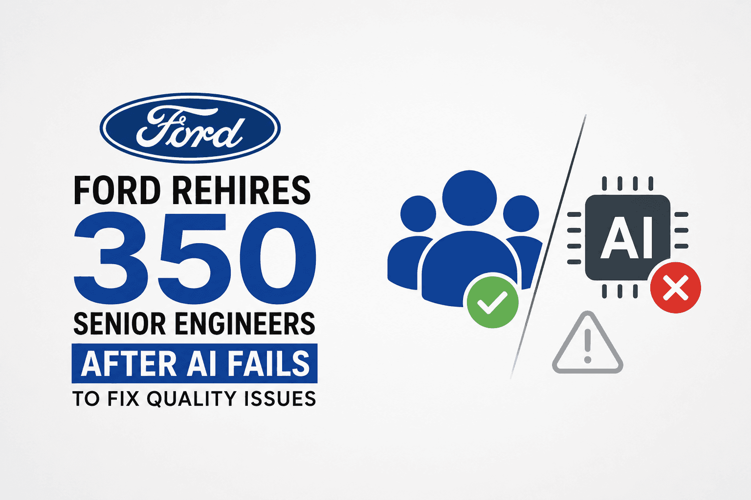 Ford Rehires 350 Senior Engineers After AI Fails to Fix Quality Issues